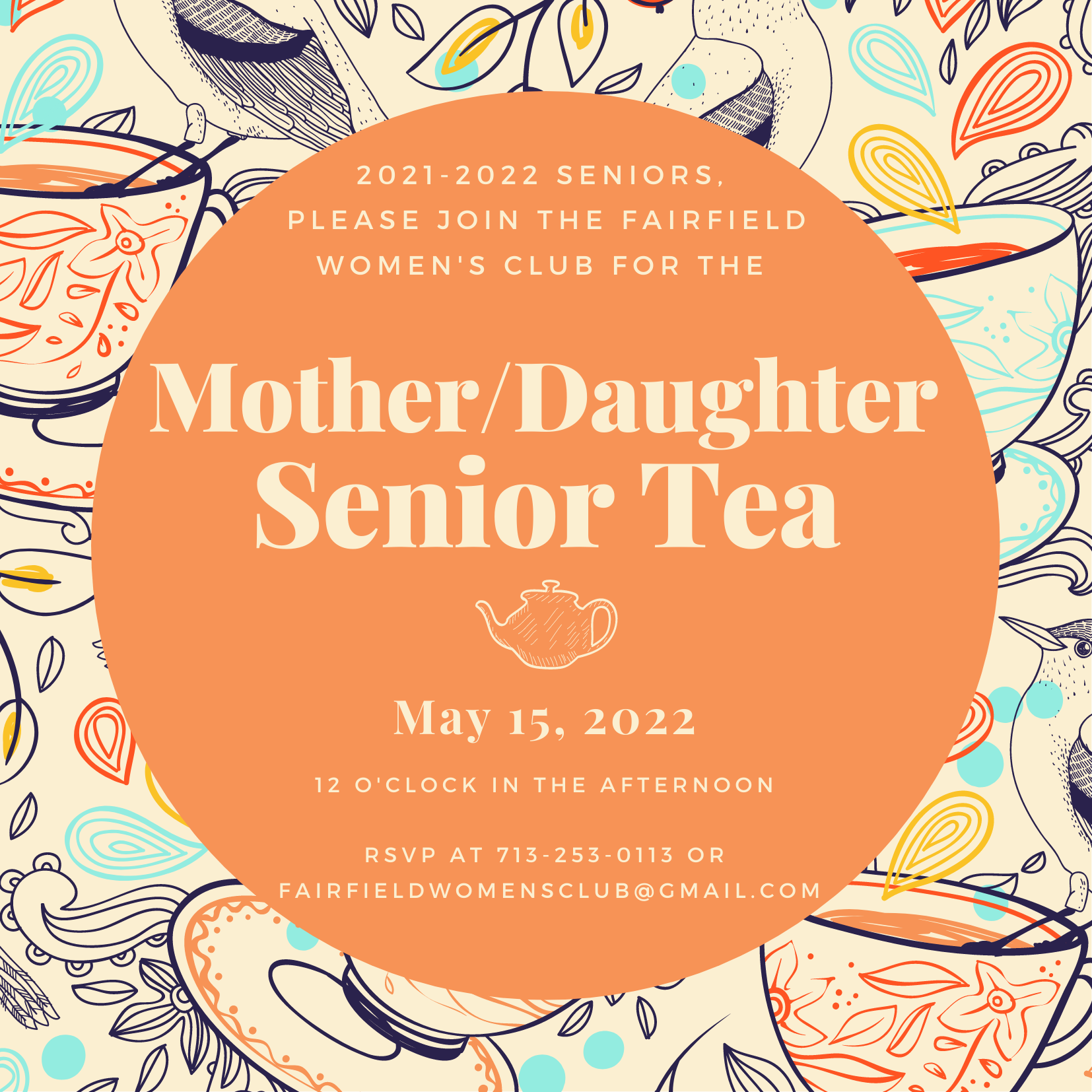 Cream with Tea Cups Tea Party Invitation (1)